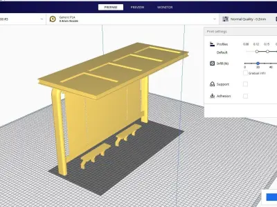 Bus Shelter 04 Low-poly 3D model