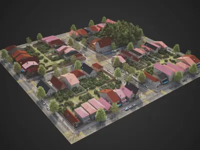 Realistic City District R1-R30 MAYA Low-poly 3D model