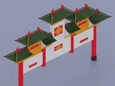 Ancient Chinese Entrance Low-poly 3D model