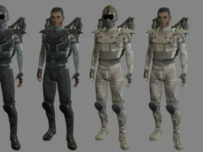 Sci-fi Male Suit Low-poly 3D model