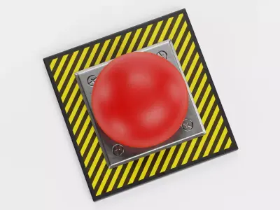 Emergency Button V3 - Mushroom Push Switch Industrial Control 3D model