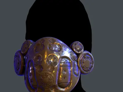 Gas mask helmet scifi Low-poly character art game space  Low-poly 3D model 6