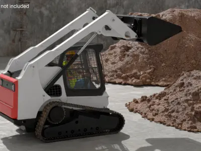 Skid Steer Loader with Operator and Earth Load Rigged for Maya 