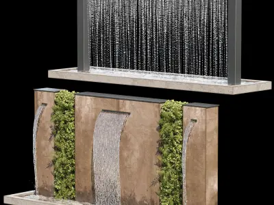 Waterfall fountains cascade 05 3D model