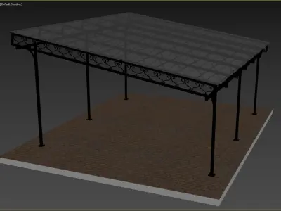 Carport advertisement billboard with cover 3D model