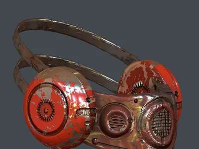 Gas mask helmet 3d model scifi Low-poly  Low-poly 3D model 499