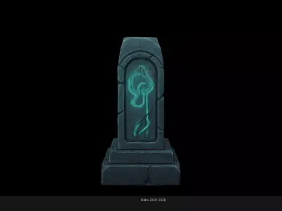 Low Poly Stylized Glowing Rune Obeliks Low-poly 3D model