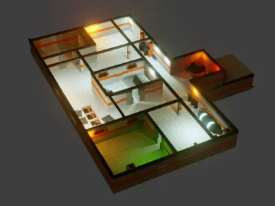 Modular Sci Fi Lab - Low Poly - Game ready - PBR Low-poly 3D model