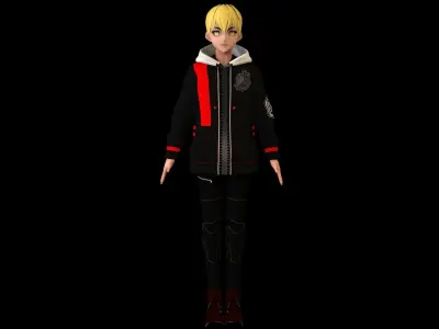 Anime Boy Low Poly Character 14 Low-poly 3D model