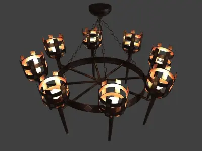 Classic Medieval Rustic Iron Chandelier 3D model