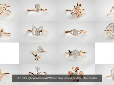 357 Ultra light wt minimalist Women Ring 3dm stl renders  3D Model Pack