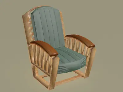 Modern wooden and cotton lounge chair 3D model