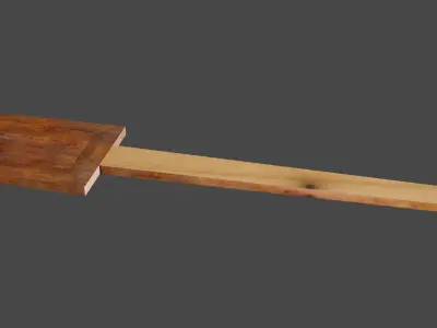 Dinner fork in rust metal and wooden handle Low-poly 3D model