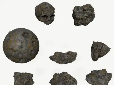 Asteroid Set rock Low-poly 3D model