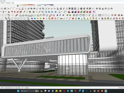 Contemporary highrise building facade  3D model