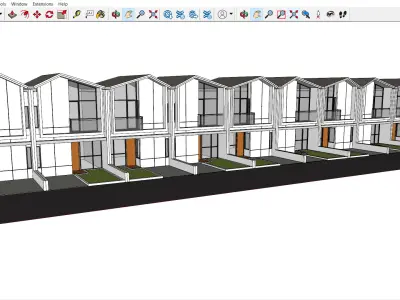 Clean Minimalist 2 Floor House 5 5 x 15 Skp  Lumion and DWG File 3D model