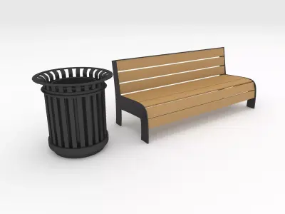 Bench Park 55 Low-poly 3D model