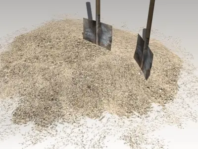 Spades in sand Low-poly 3D model