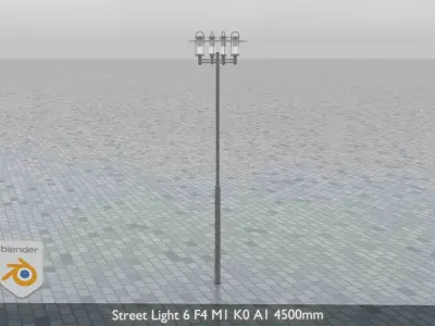 Street Light 6 F4 M1 K0 A1 4500mm  Low-poly 3D model