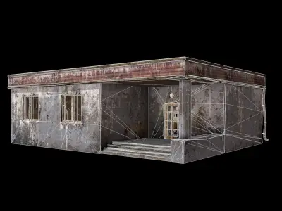 Checkpoint old building Low-poly 3D model