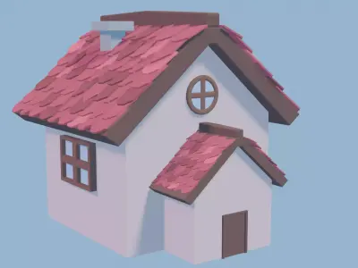 Stylized simple house Low-poly 3D model