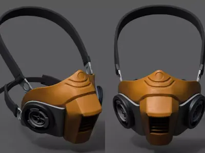 Gas mask helmet scifi fantasy space millitary protection  Low-poly 3D model