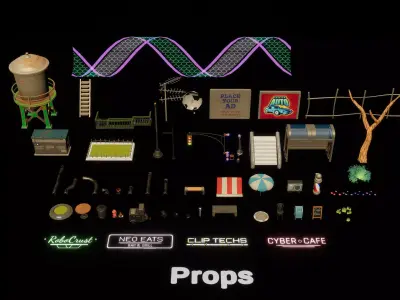 Stylized Sci-Fi Modern City Low-poly 3D model