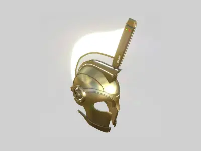 SciFi Spartan Helmet 08 Gold - Character Design Low-poly 3D model