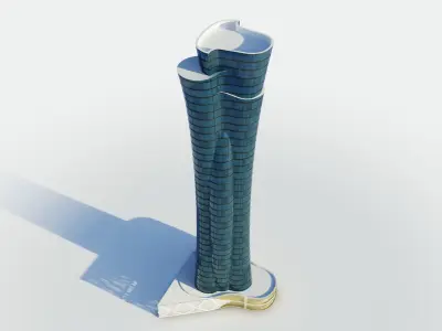 Qiib tower - Qatar doha Low-poly 3D model