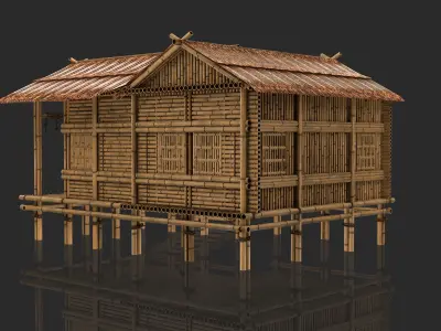 Bamboo House 2 - Jungle Hut 3D model