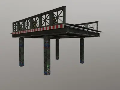Low-Poly Train Bridge Pack Low-poly 3D model