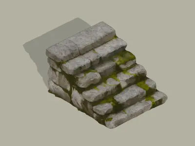 Stone staircase Low-poly 3D model get