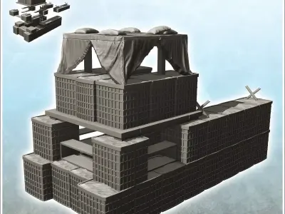 Fortified shooting range with hesco and barbed wire 7 3D print model