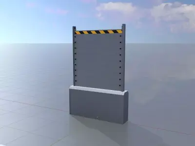 3 x 2-meter aluminum flood wall with concrete foundation Low-poly 3D model