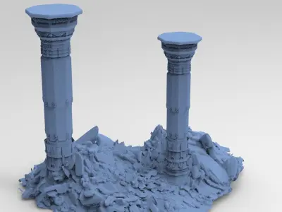 Dantes Underworld Stone rock pillars 3D model