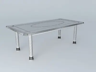Dinning Table Birch (light wood grain) with Marble Inlay 3D model