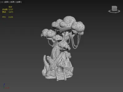 Stylish treehouse Low-poly 3D model
