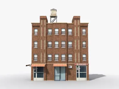 Apartment Building x24 Low-poly 3D model