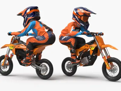  KTM Junior Off Road Motorcycle Rider Crouched 