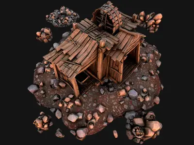 Medieval Copper Ore Mine Low-poly 3D model