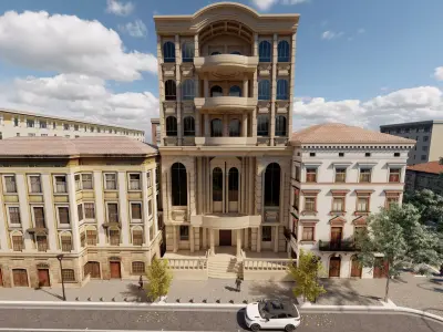 Classic stone facade-Building Classic Facade Element 3D model 10