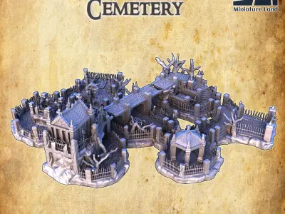 Medieval Cemetery Tabletop Terrain 28 MM 3D print model