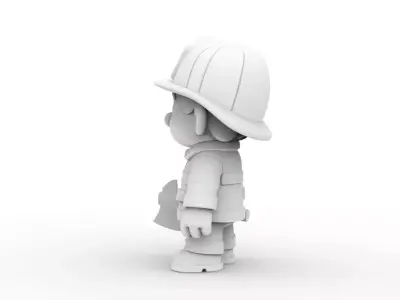 Firefighter Cartoon Character 3D Printable 3D print model