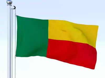 Animated Benin Flag Low-poly 3D model