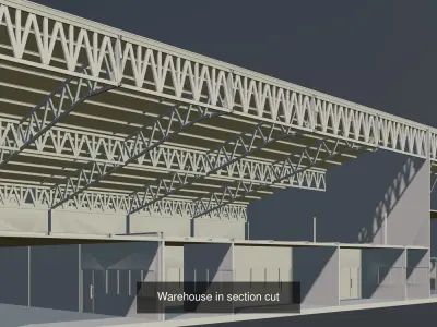 Industrial buildings in section cut set 01 3D Model Pack