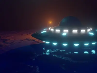Flying Saucer UFO with Sci-fi Environment 3D model