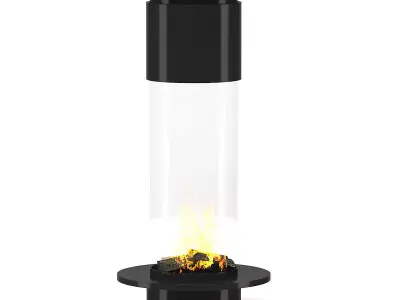 Round Metal Fireplace 3 3D model