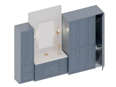 blue Bathroom Cabinet Free low-poly 3D model