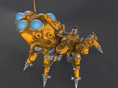 Mechanical Spider Low-poly 3D model