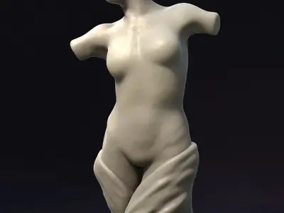 Marble Female Torst Bust Sculpture - OBJ ZTL HIP 3D model